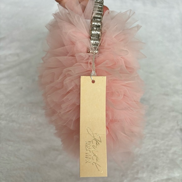 BADGLEY MISCHKA Jazzie Blush Tulle Layered Ruffle Pouch Clutch - Picture 5 of 13